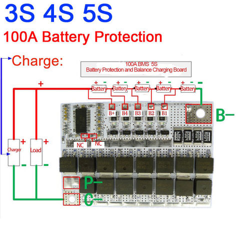 Защитная плата для литий-ионных полимерных батарей 100A BMS с балансиром 3S, защитная плата для зарядных плат, 11,1 В, 14,8 в, 18,5 В, 3,7 В ► Фото 1/1