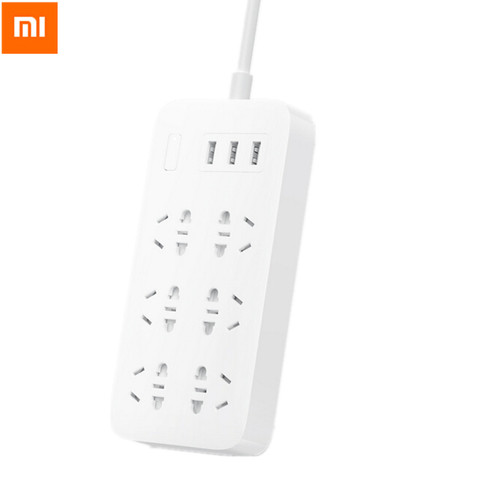 2 шт. оригинальная умная розетка Mi Xiaomi с 3 USB-портами для быстрой зарядки, сетевой фильтр с 6 портами 2,1 А, зарядное устройство для умного дома ► Фото 1/1