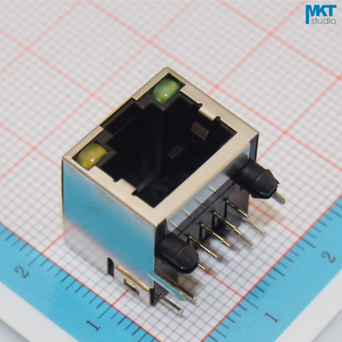 10 шт. образец 56 серии 15,6 мм 10P8C разъем RJ45 Ethernet PCB Модульный разъем с 2 светодиодными индикаторами ► Фото 1/2