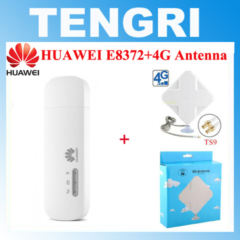Оригинальный разблокированный Huawei E8372 + 4G антенна, 150 м CAT4 LTE USB Wingle 4G USB WiFi модем, автомобильный wifi dongle, для автомобиля, с возможностью подключения к сети, с возможностью подключения к Wi-Fi, и с возможностью подключения к сети, дл ► Фото 1/6