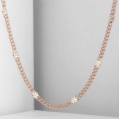 Женское Ожерелье 3 мм CN12 из кубинской панцирной цепи с покрытием из розового золота 585 пробы ► Фото 1/5