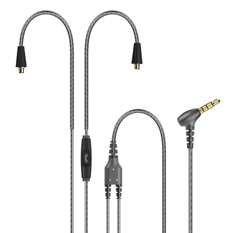 Обновленный посеребренный кабель Tennmak MMCX с микрофоном и универсальным дистанционным управлением для Tennmak PRO,SE215, SE315, SE425, SE535, UE900 ► Фото 1/6