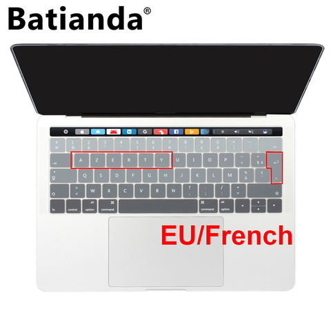 Ультратонкий силиконовый защитный чехол для клавиатуры EURO AZERTY для 2022 Macbook Pro 13 15 Touch Bar A2159 A1706 A1707 A1989 A1990 ► Фото 1/6