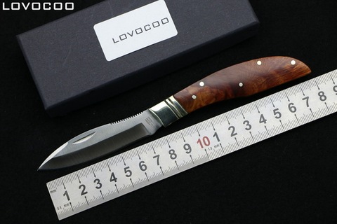 Маленький складной нож LOVOCOO, канадский Громанн, pictou-ns 9cr18mov лезвие из меди и розового дерева, карманный Фруктовый нож, инструмент для повседневного использования на открытом воздухе ► Фото 1/6