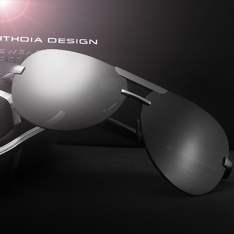 Мужские солнцезащитные очки без оправы VEITHDIA, из алюминиево-магниевого сплава с поляризационными стеклами, степень защиты UV400, модель 6500, 2022 ► Фото 1/5