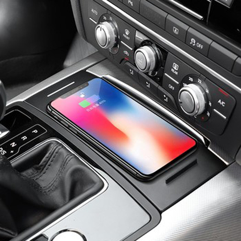 Беспроводное зарядное устройство QI для Audi A6 C7 RS6 A7 2012-2022, держатель для телефона, панель для зарядки, аксессуары для iPhone ► Фото 1/6