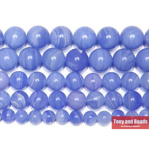Бесплатная доставка, Синий кружевной Халцедон с искусственным камнем, круглые бусины 15 дюймов, нитка 6, 8, 10, 12 мм, размер на выбор ► Фото 1/1
