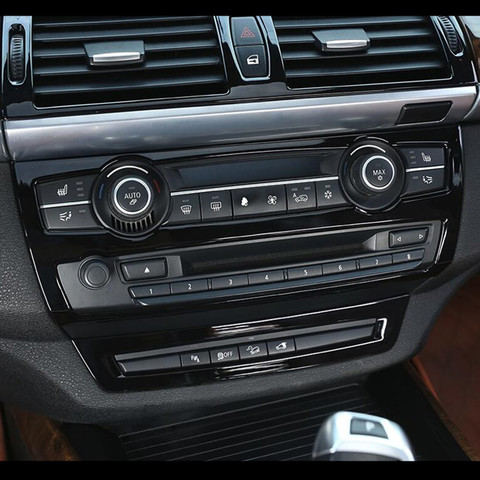 Черная декоративная накладка для BMW X5 E70 X6 E71 2008-2014, из нержавеющей стали, с центральной консолью, с регулировкой громкости и cd-образной рамой ► Фото 1/6