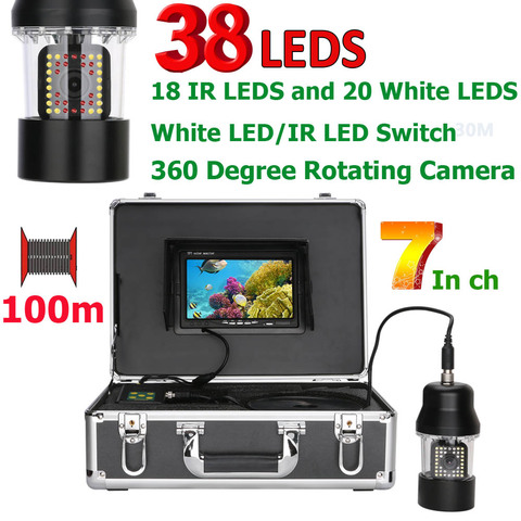 Видеокамера для подводной рыбалки MAOTEWANG, водостойкая камера IP68 с 38 светодиодами и поворотом на 360 градусов, экран 7 дюймов, 50 м, 100 м ► Фото 1/6
