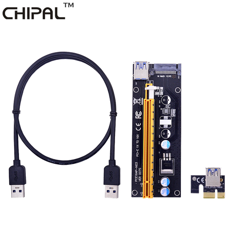 CHIPAL Black VER007S 100 см PCIE PCI-E Riser Card 007S PCI Express PCI E 1X к 16X адаптеру USB 3,0 кабель для майнинга биткойнов ► Фото 1/6