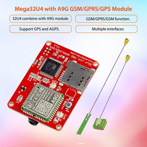 Elecrow ATMEGA 32u4 A9G модуль GPRS GSM плата GPS четырехдиапазонный 3 интерфейса GPRS набор «сделай сам» GPS датчик беспроводные интегрированные модули IOT ► Фото 1/6