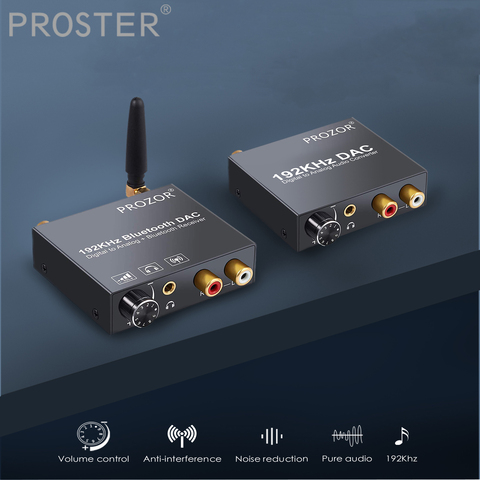 PROZOR 192 кГц регулятор громкости DAC преобразователь Цифровой оптический коаксиальный Toslink в аналоговый RCA аудио конвертер с Bluetooth приемником ► Фото 1/6