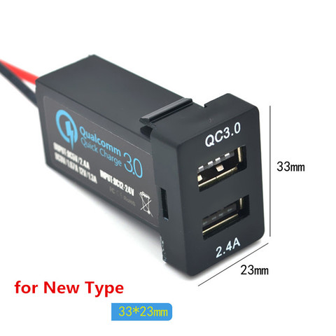 Высокоскоростной двойной порт USB Автомобильное зарядное устройство с 1 портом QC3.0 поддержка быстрой зарядки для TOYOTA Corolla Auris Lewin Camry Reiz RAV4 33*23 ► Фото 1/1