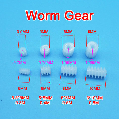 10 шт., шестерня червя для образцов, 3,5*5 мм, 0,3 м/5x5 мм, 0,8a 0,4 м/6x8 мм, 6x10 мм, 0,5 м, 2 А, модели игрушек «сделай сам», спиральная шестерня ► Фото 1/5