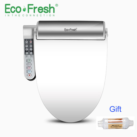 Умное сиденье для унитаза EcoFresh, электрическое биде, умное сиденье для унитаза с подогревом, светодиодное освещение, массаж, уход за детьми и ... ► Фото 1/6