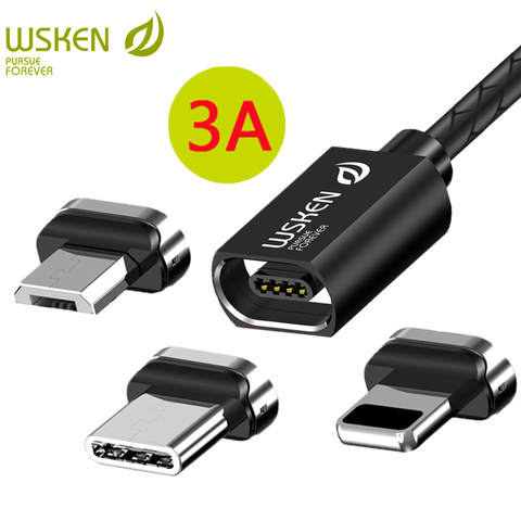 Магнитный кабель WSKEN X1, кабель USB Type-C для iPhone, зарядное устройство 3A, Магнитный зарядный кабель Micro USB и кабель USB C, провод для Samsung ► Фото 1/6