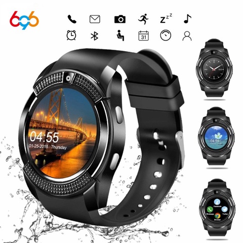 696 Смарт-часы V8 Bluetooth Смарт-часы с сенсорным экраном наручные часы с камерой/слотом для SIM-карты водонепроницаемые Смарт-часы ► Фото 1/6