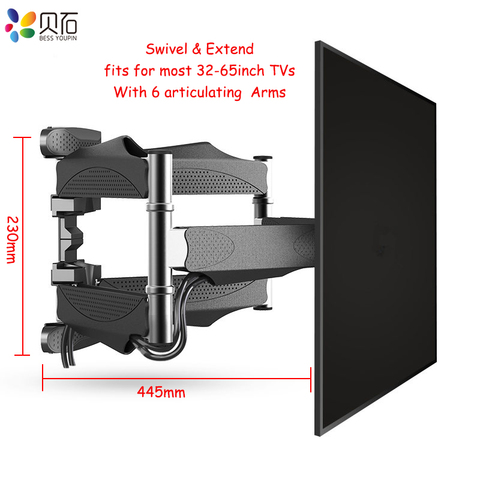 BEISHI 6 Arms ТВ настенный кронштейн Полный наклон движения ТВ кронштейн костюм для 32 ''-65'' ТВ экран нагрузка до 40 кг VESA 400x400мм ► Фото 1/6