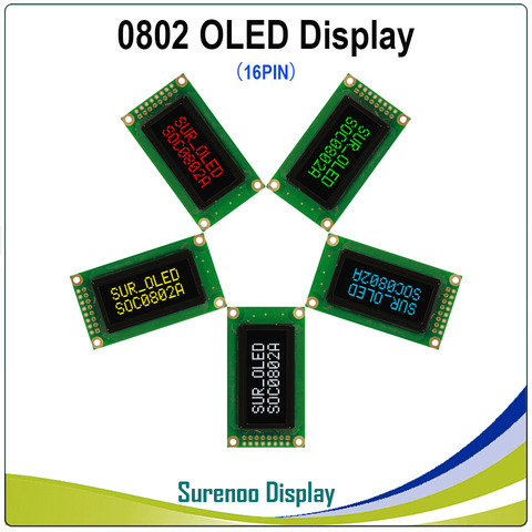 Оригинальный OLED дисплей, 0802 параллельный OLED совместимый 802 8*2 символ ЖК-модуль дисплей LCM экран Встроенный WS0010, поддержка SPI ► Фото 1/6