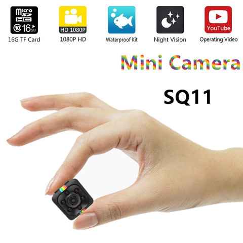 Мини-камера SQ11 HD 1080P, Водонепроницаемая мини-видеокамера с широкоугольным объективом, видеорегистратор для спорта, микро-видеокамеры SQ 11 ► Фото 1/6