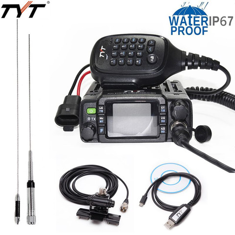 Автомобильное радио TYT, водонепроницаемое двухдиапазонное радио с антенной, креплением на клипсе и USB-кабелем, IP67, 136-174 МГц/400-480 МГц, 25 Вт ► Фото 1/6