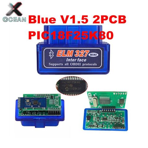 OCEAN 2PCB PIC18F25K80 прошивка 1,5 ELM327 V1.5 OBD2 Bluetooth диагностический интерфейс ELM 327 V1.5 аппаратное обеспечение поддерживает больше автомобилей ► Фото 1/6