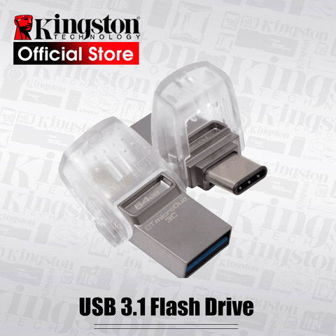 USB флеш-накопитель Kingston, оригинальный, DataTraveler Micro Duo 3C 64 ГБ 32 ГБ 128 ГБ USB 3,1 для ПК, телефон с портом Type-C ► Фото 1/5