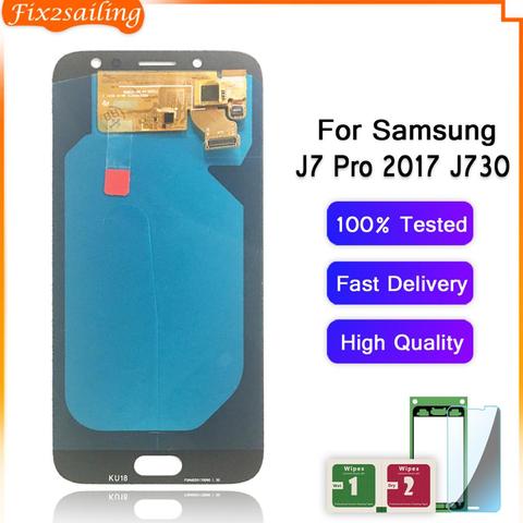 Супер AMOLED для Samsung Galaxy J7 Pro 2017 J730 J730F ЖК-дисплей с сенсорным экраном дигитайзер сборка Repalcement ► Фото 1/6