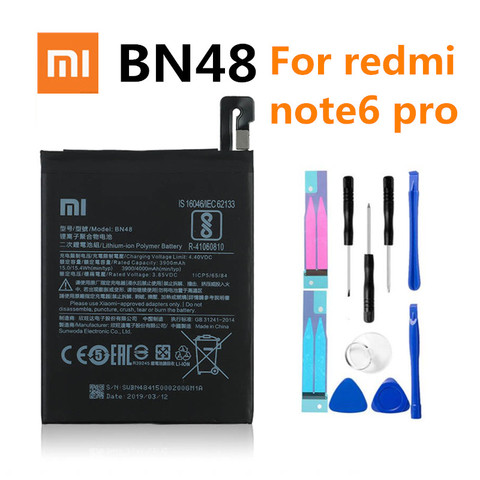 Оригинальный аккумулятор для телефона Redmi Note 6 Pro, аккумулятор для Xiaomi redmi Note 6 Pro BN48, батареи Red rice Note6 Pro, аккумулятор ► Фото 1/3