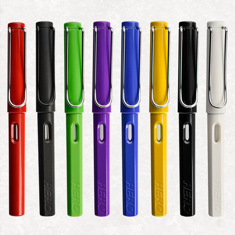 Перьевая ручка HERO 359 EF с пластиковым наконечником, 7 цветов, оригинальный продукт, серебряная Подарочная каллиграфическая ручка ► Фото 1/6