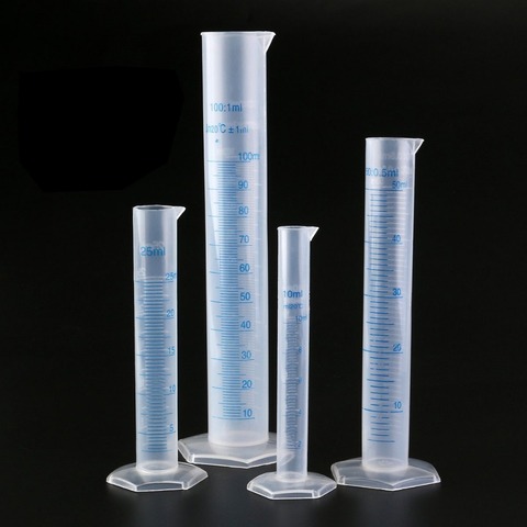 4 шт., прозрачный пластиковый измерительный цилиндр, цилиндрическая лабораторная тестовая трубка 10 мл, 25 мл, 50 мл, 100 мл ► Фото 1/1