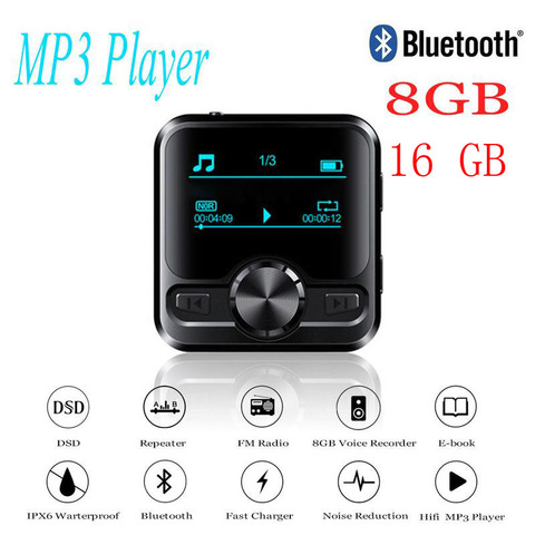 Спортивный MP3 диктофон HIFI с Bluetooth, MP3-плеер, Bluetooth DSD 8 ГБ, диктофон, ручка, Hi-Fi аудио, FM-радио, поддержка электронной книги ► Фото 1/6