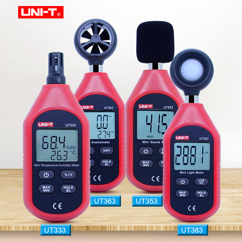 Мини-цифровой Термогигрометр ut353, мини-измеритель звука UT363, мини-Анемометр UT383, светильник, мини-измеритель ► Фото 1/6