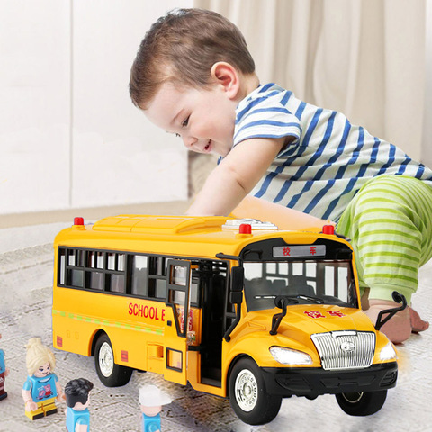 Детская Игрушечная модель школьного автобуса, инерционная машина со светильник кой, большой размер, игрушка для детей ► Фото 1/6