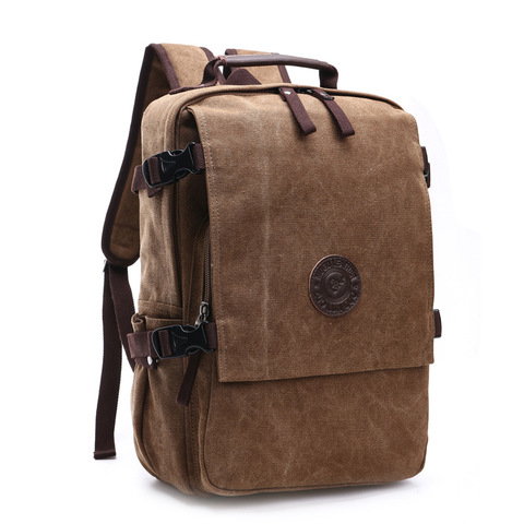 Высококачественный холщовый рюкзак для мужчин, однотонные сумки для ноутбука 15,6 дюйма, превосходный винтажный уличный дизайн, прочный, нов... ► Фото 1/6