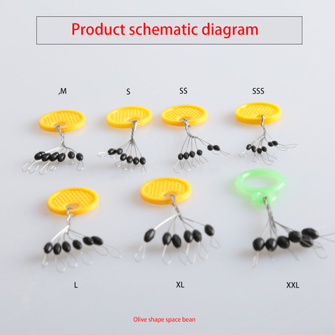 10 шт./лот, 6 в 1 размер, резиновая овальная пробка, поплавок, соединитель, рыболовные снасти, аксессуары, SSS /SS /S /M/ L/ XL /XXL ► Фото 1/6