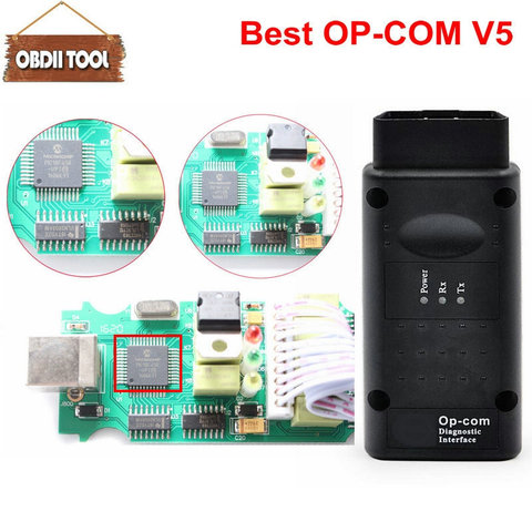 A +++ качество OPCOM V5 PCB прошивка V1.59 V5 OP-COM для диагностического инструмента Opel OP COM с реальным чипом PIC18f458 FTDI ► Фото 1/1