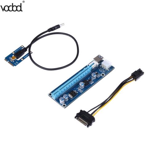 Мини 40 см PCI-E 16PIN к PCIe, переходная карта PCI Express 1x к 16x расширитель адаптер с кабелем питания SATA для BTC Miner Blue 3,0 ► Фото 1/6