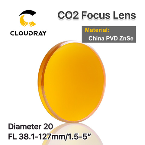 Фокусные линзы Cloudray China ZnSe диаметром 20 мм FL 38,1-127 мм 2,5 