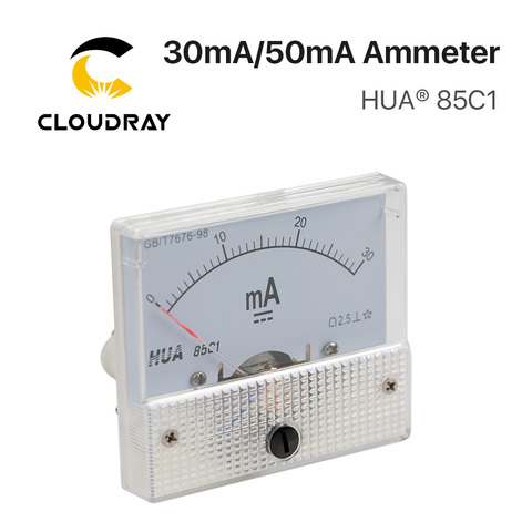 Амперметр Cloudray 30mA 50mA HUA 85C1 DC 0-30mA 0-50mA, аналоговая панель, измеритель тока для CO2 лазерной гравировки, режущий станок ► Фото 1/6