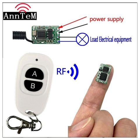 Беспроводной мини-переключатель дистанционного управления, маленький радиочастотный передатчик 433 МГц, приемник 3,7 в, 5 В, 6 в, 9 В, 12, схема пит... ► Фото 1/6
