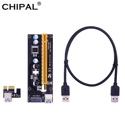 CHIPAL Black 007S PCI-E Райзер-карта 007 PCIE 1X до 16X расширитель 15Pin SATA Power 60 см USB 3,0 кабель для майнинга биткоинов BTC ► Фото 1/1