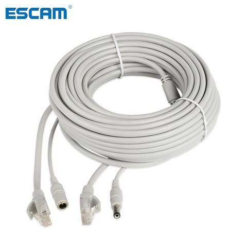 Сетевой кабель ESCAM 30 м/20 м/15 м/10 м/5 м RJ45 + 12 в пост. Тока ► Фото 1/6