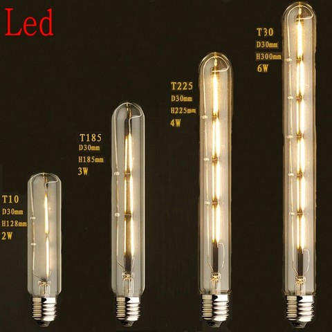 220 V старинные ретро светодиодный Edison лампа E27 светильник с трубчатыми лампами теплый желтый/теплый белый накаливания Эдисона лампа (2 Вт, 3 Вт, 4 Вт, 6 Вт) ► Фото 1/1