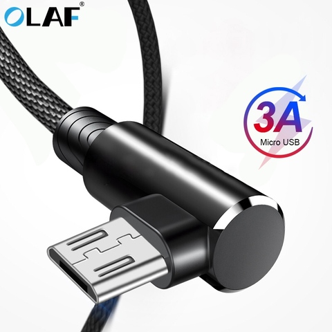 Кабель Micro USB Olaf 2A, кабель для быстрой зарядки и передачи данных, 90 градусов, в нейлоновой оплетке, для Samsung, Xiaomi, LG, Android, Microusb ► Фото 1/6