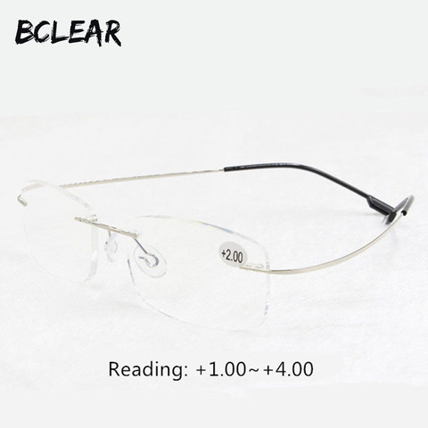 BCLEAR очки для дальнозоркости унисекс без оправы с памятью титановые гибкие модные очки для чтения + 1,0 + 1,5 + 2,0 + 2,5 + 3,0 + 3,5 + 4,0 ► Фото 1/6