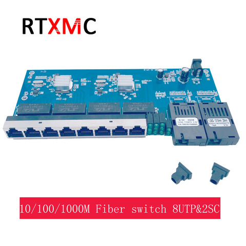 2G8E 8UTP & 2SC 10/100/1000 м гигабитный Ethernet коммутатор Ethernet волоконно-оптический медиа конвертер одиночный режим 8 * RJ45 UTP и 2 * SC волокно ► Фото 1/1