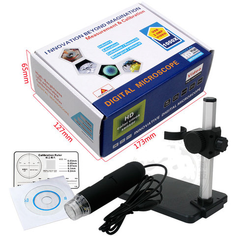 Цифровой микроскоп с подставкой, 500Х 1000Х, 8 светодиодов, USB эндоскоп с камерой ► Фото 1/6