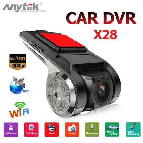 Мини-видеорегистратор Anytek X28 FHD WiFi 1080P DVR камера Авто Цифровой видео регистратор видеокамера ADAS g-сенсор GPS Dashcam ► Фото 1/6