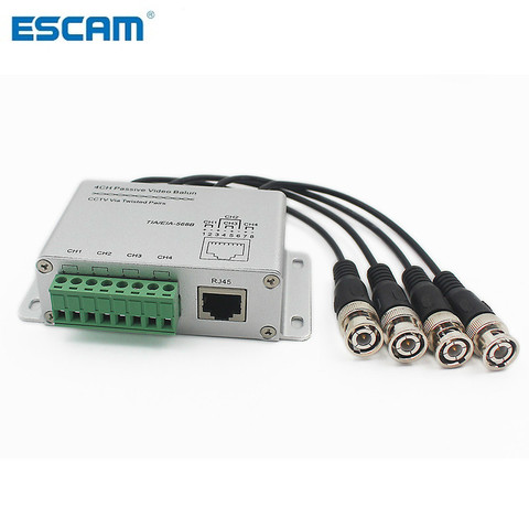 ESCAM CCTV 4-канальный пассивный передатчик видео Balun BNC Male к UTP Rj45 Cat5 4-канальный UTP видео трансмиссия для системы видеонаблюдения ► Фото 1/6